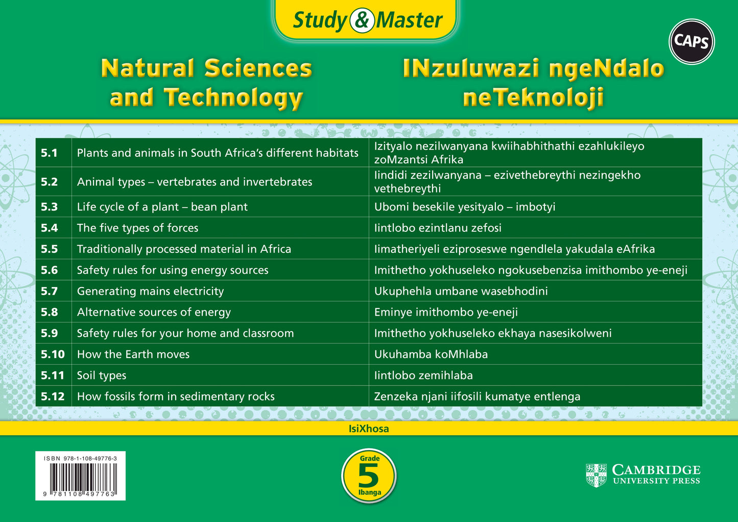 Study & Master INzululwazi ngeNdalo neTeknoloji Ibanga 5 (poster pack - 12 posters in carry case) ISBN/SKU: 9781108497763
