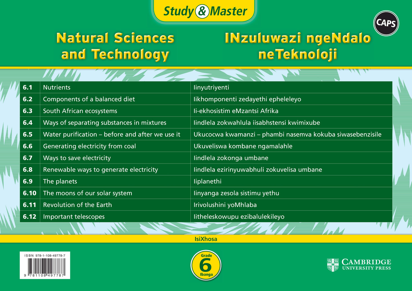 Study & Master INzululwazi ngeNdalo neTeknoloji Ibanga 6 (poster pack - 12 posters in carry case) ISBN/SKU: 9781108497787