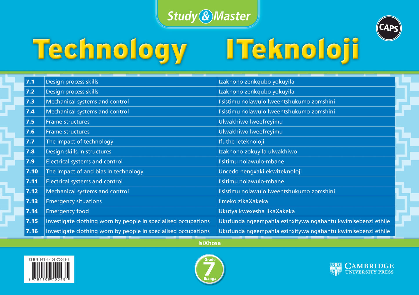 Study & Master Teknoloji Ibanga 7 (revision card pack in sleeve) ISBN/SKU: 9781108700481