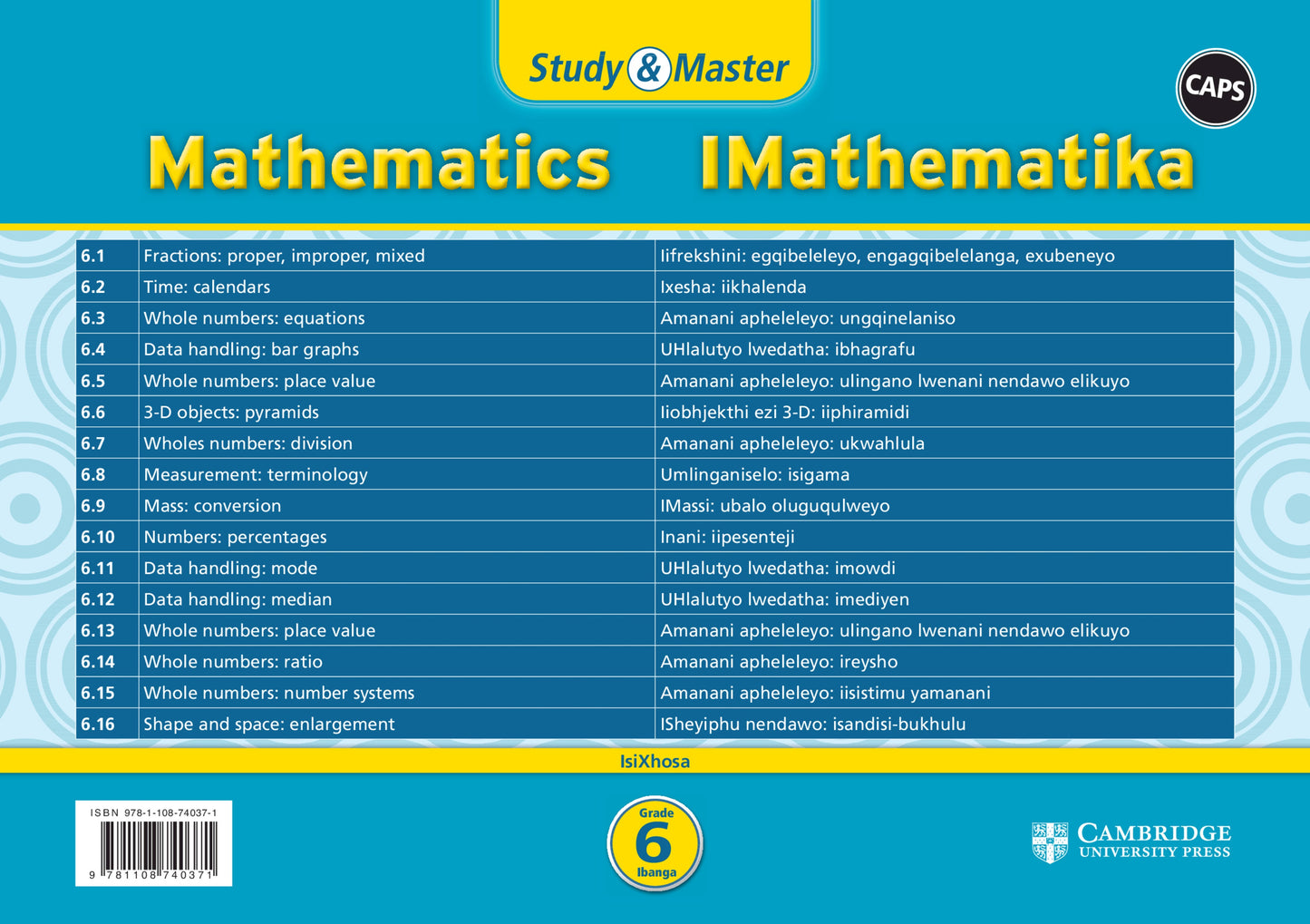 Study & Master IMathematika Ibanga 6 (revision card pack in sleeve) ISBN/SKU: 9781108740371