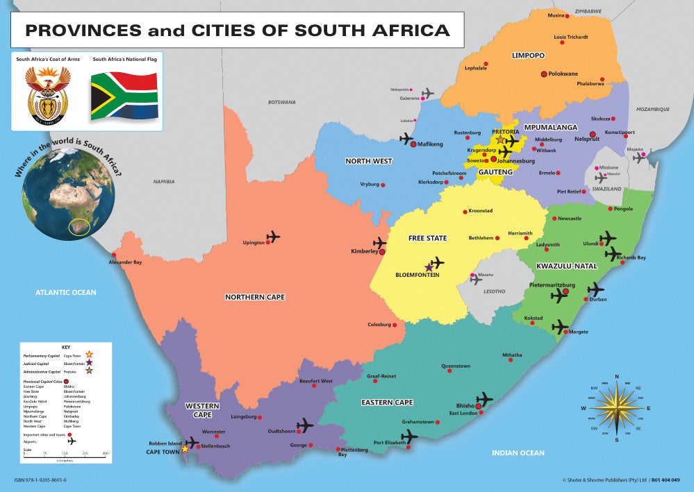 Chart: Sa Provinces And Main Cities A1 ISBN/SKU: 9781920586010