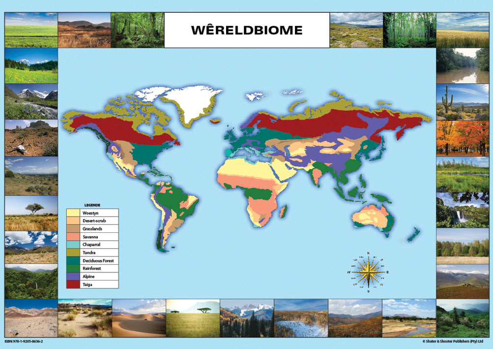 Chart: Wereldbiome Kaarte A1 (Flat) ISBN/SKU: 9781920586362