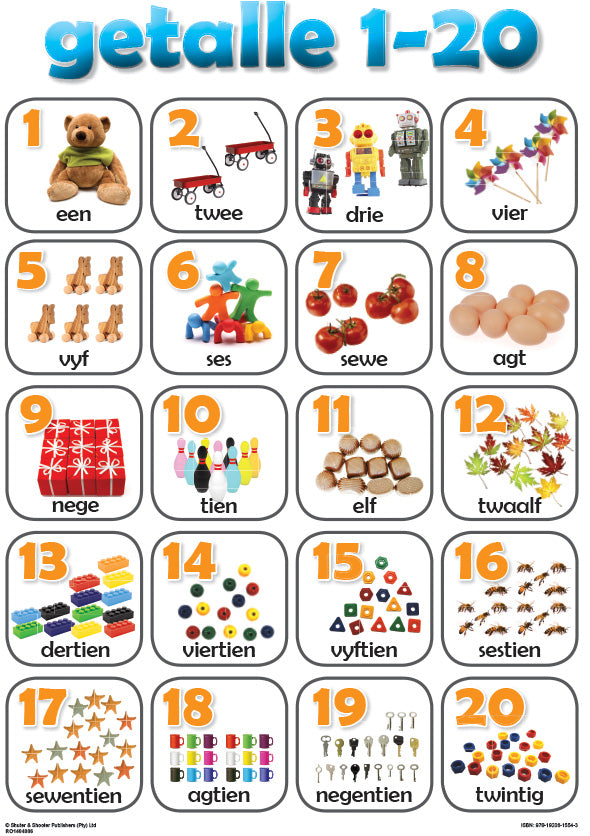 Chart: Getalle 1-20 A2 (Flat) ISBN/SKU: 9781920615543