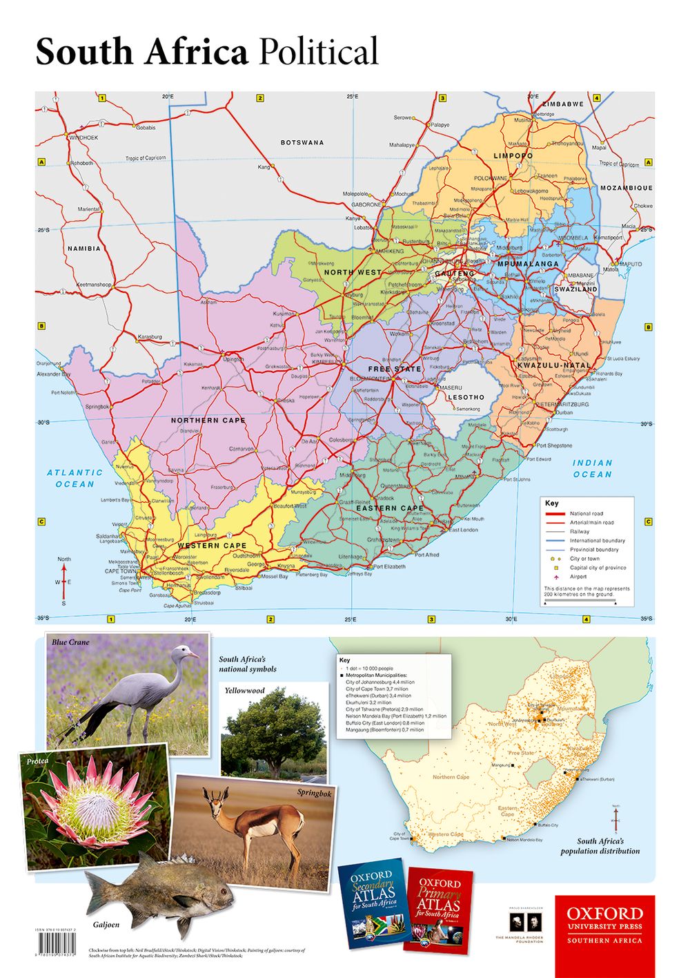 Oxford Wall Map: South Africa Political ISBN/SKU: 9780199074372