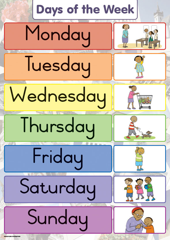 Chart: Shuters Hand In Hand Gr R: Days Of The Week ISBN/SKU: 9780796075109