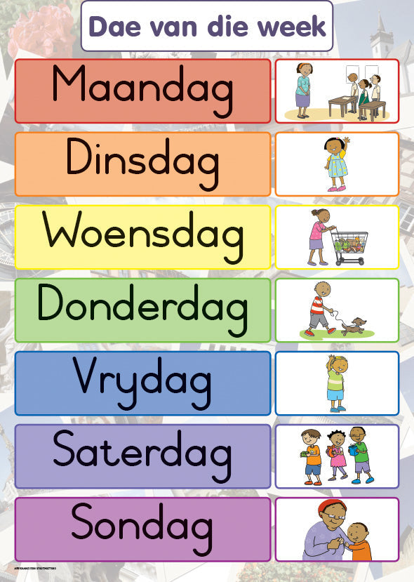 Chart: Shuters Hand In Hand Gr R Afrik: Dae Van Die Week A2 ISBN/SKU: 9780796077080