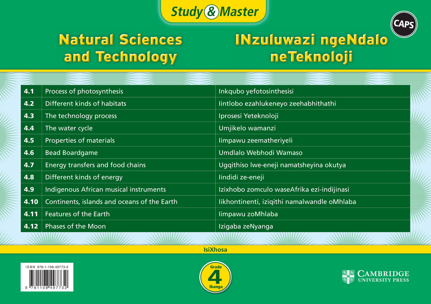 Study & Master INzululwazi ngeNdalo neTeknoloji Ibanga 4 (poster pack - 12 posters in carry case) ISBN/SKU: 9781108497732