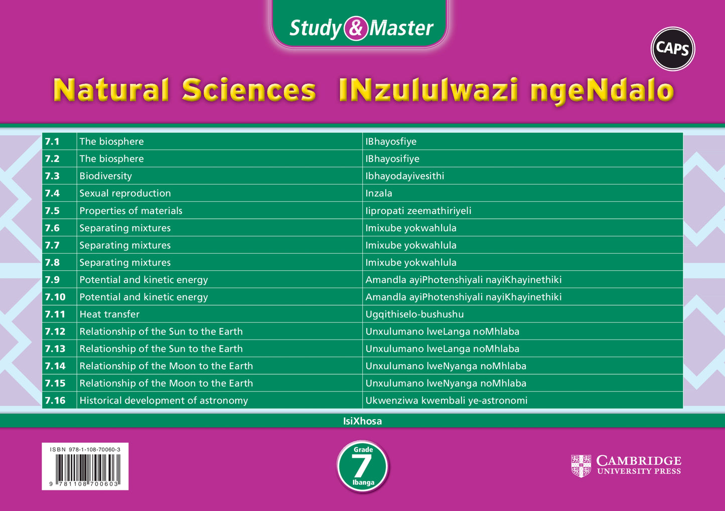 Study & Master INzululwazi ngeNdalo Ibanga 7 (revision card pack in sleeve) ISBN/SKU: 9781108700603