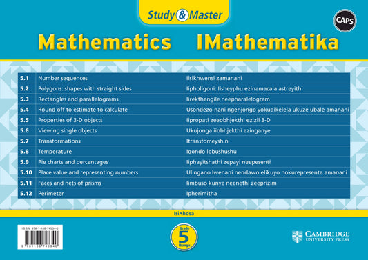 Study & Master IMathematika Ibanga 5 (poster pack - 12 posters in carry case) ISBN/SKU: 9781108740340
