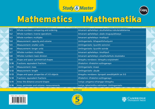 Study & Master IMathematika Ibanga 5 (revision card pack in sleeve) ISBN/SKU: 9781108740357