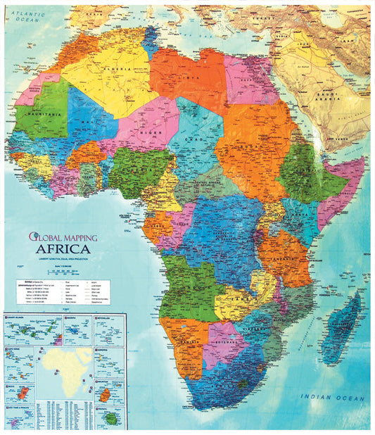 Maps: Physical Map Of Africa - Lang Chart ISBN/SKU: 9781920004309