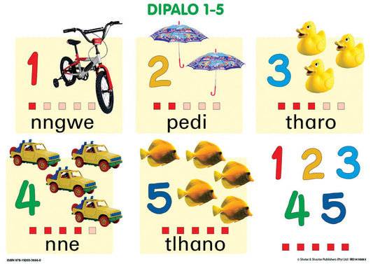 Chart: Junior Setswana Numbers 1-5 A2 ISBN/SKU: 9781920336660