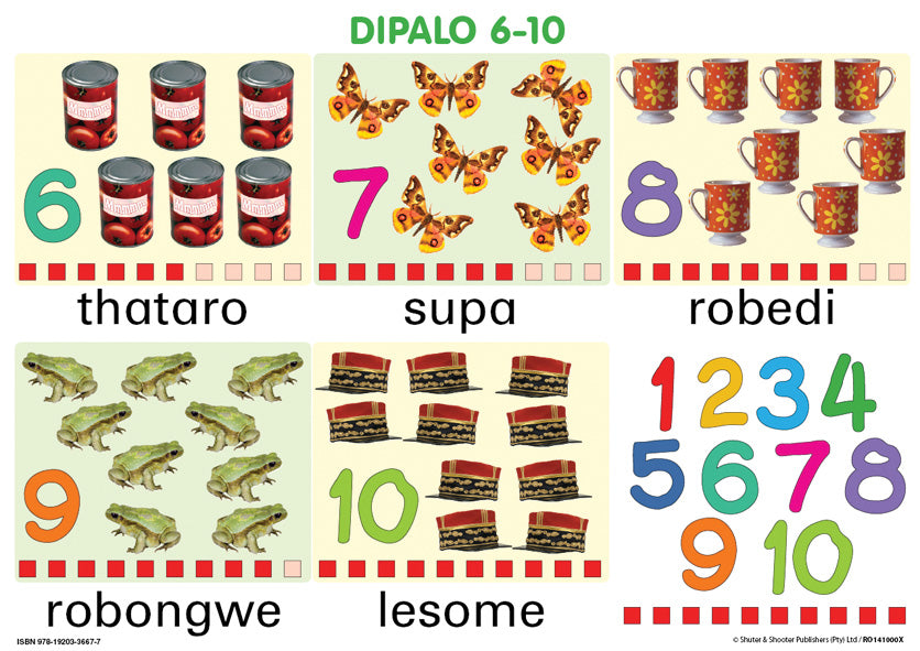 Chart: Junior Setswana Number 6 - 10 A2 ISBN/SKU: 9781920336677