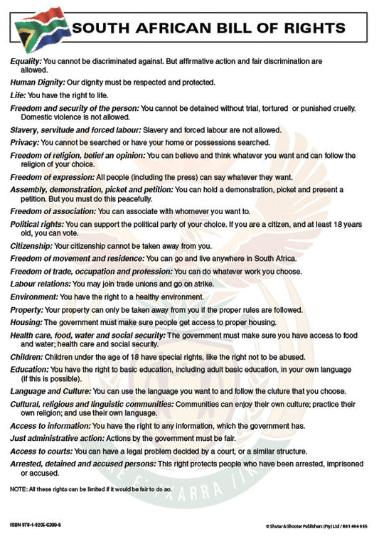 Chart: Sa Bill Of Rights A2 (Flat) ISBN/SKU: 9781920563998