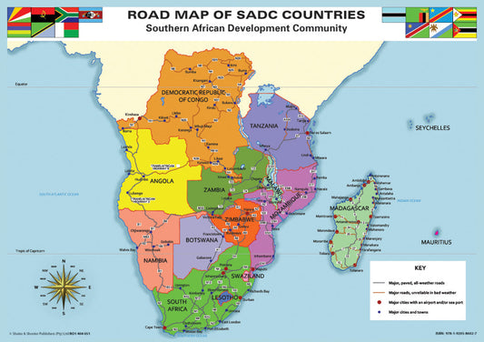 Chart: Sadc Road Map A1 (Flat) ISBN/SKU: 9781920586027
