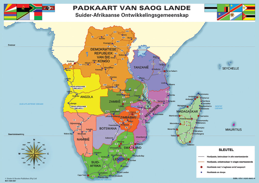 Chart: Padkaart Van Soag Lande A1 (Flat) ISBN/SKU: 9781920586034