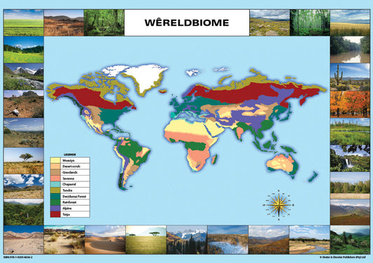Chart: Wereldbiome Kaarte A1 (Flat) ISBN/SKU: 9781920586362