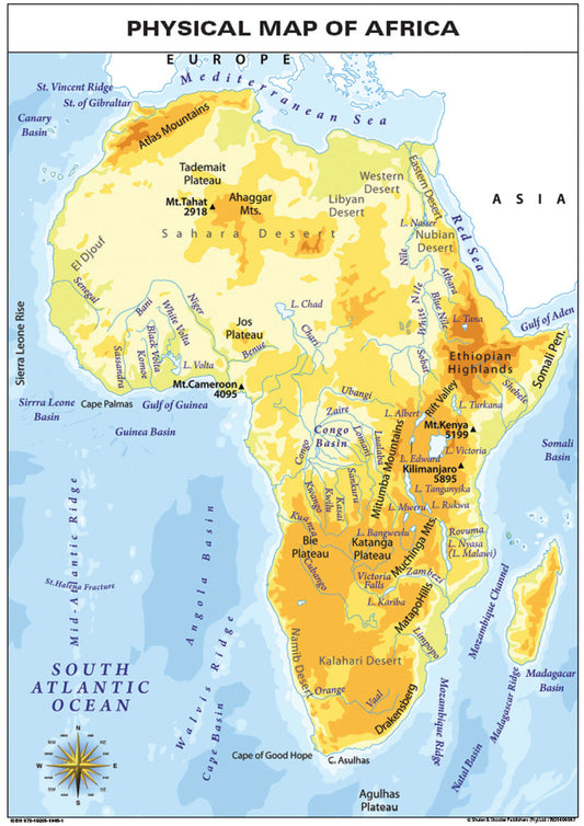Chart: Physical Map Of Africa A1 ISBN/SKU: 9781920586461