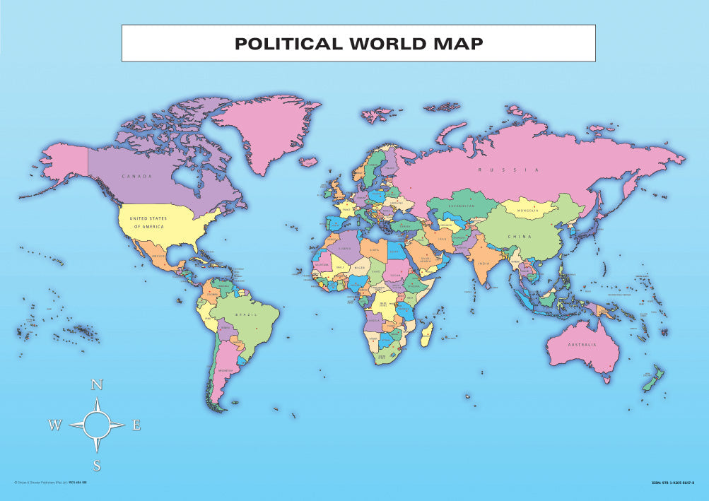 Chart: Political World Map A1 (Flat) ISBN/SKU: 9781920586478
