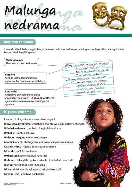 Chart: Features Of A Drama (Isixhosa) Malunga Nedrama A2 ISBN/SKU: 9781920586591