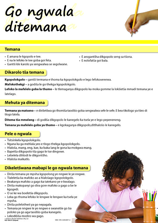 Chart: Writing Paragraphs (Sepedi) A2 (Flat) ISBN/SKU: 9781920586713