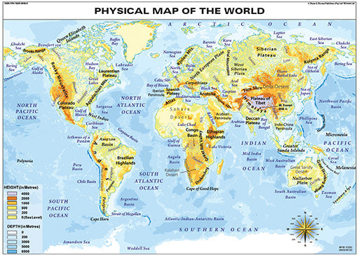 Chart: Physical Map Of The World A1 ISBN/SKU: 9781920586966