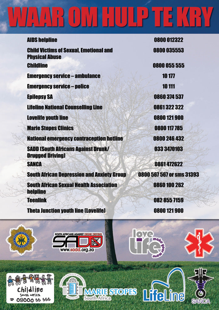 Chart: Waar Om Hulp Te Kry A2 (Flat) ISBN/SKU: 9781920615260