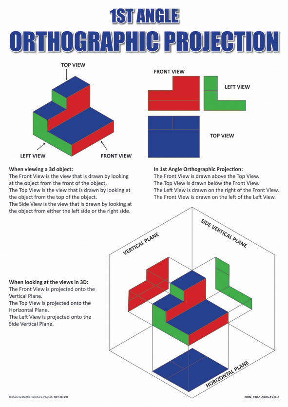 Chart: 1St Angle Orthographic Projection A2 (Flat) ISBN/SKU: 9781920615345